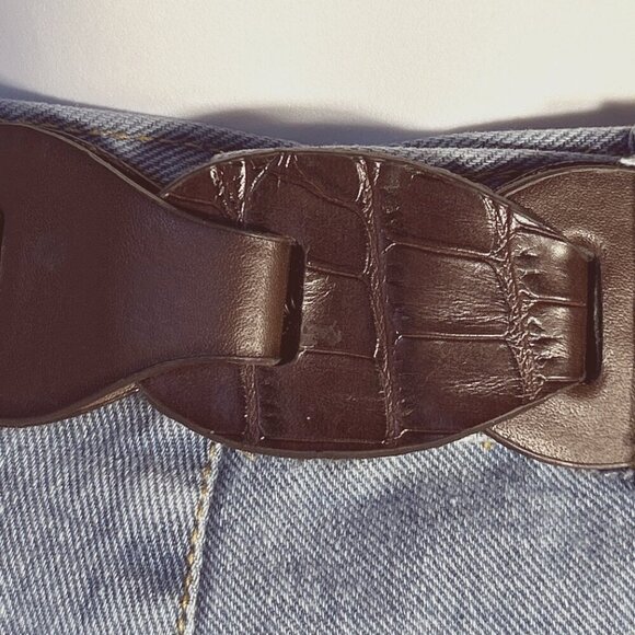 LC Belt SZ S Dark brown layered chain cut smooth/croc design Brass  Essential - Picture 7 of 12